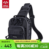 MAXGEAR马盖先印鱼胸包 男户外运动骑行单肩背包军迷彩多功能战术斜背包 黑色