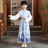奥蒙威男童汉服古装儿童国学服新中式古代儿童男孩唐装学生演出服YJA92 ZC77仙鹤 110