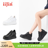 艾今（IIJIN）【蔡卓妍同款】经典小白鞋超轻9cm厚底内增高休闲鞋子女YF283IOA 全黑色 37