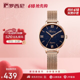 罗西尼（ROSSINI）手表女 学生手表520礼物送女友时尚石英表满天星蓝盘米兰带619920