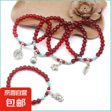 手串多圈手链女本命年仿水晶石榴石红绳手链佛珠手串 单圈石榴石6mm手串