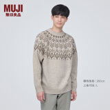 无印良品（MUJI）男式 美利奴羊毛 图案编织 圆领毛衣 AA0PVA3A 长袖针织衫 校园风 燕麦色 XL(180/104A)