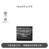 INJOYLIFE钱包女鳄鱼纹真皮折叠优雅短款钱夹女生三折小皮夹 黑色