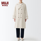 无印良品 MUJI 男女通用 不易沾水 宽版双排扣大衣 无性别 男款女款 BDE15C2S 象牙色 L-XL