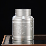 斑锡·龙手刻四君子锡罐手工纯锡茶叶罐中大号装密封储茶罐个旧锡器茶罐 中号手刻四君子*竹 540ml