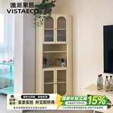 VISTAECO角柜转角柜墙边拐角三角形柜客厅茶水柜卧室置物柜扇形储物收纳柜 【奶油色】长虹玻璃--上门安装