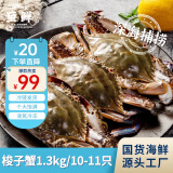 至鲜 梭子蟹2.6斤/10-11只整只液氮无包冰新鲜大螃蟹2-3两/只 吕四黄海海鲜海蟹冷冻