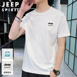 JEEP SPIRIT吉普短袖T恤男夏季纯色纯棉打底衫男士宽松圆领上衣男 白色 XL