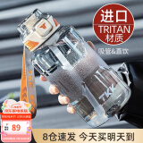 cica运动水杯大容量男女tritan塑料杯子耐高温学生水瓶壶吨顿桶夏季天 白色-1500ml（双饮+茶隔+刻度）