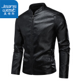 真维斯（Jeanswest）外套男春秋季夹克男士皮衣新款上衣纯色商务中青年棒球男 yunhubao-8802-B黑色（款） 常规 XL （120斤-140斤）