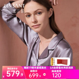 金三塔真丝睡衣女100%桑蚕丝可外穿凉感养肤两件套居家服 19姆米高级灰 2XL