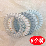 格蒙蓝色系电话线发圈女高弹力扎发头绳简约气质耐用发绳2025新款发饰
