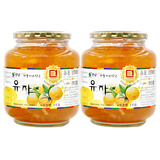 quannan全南蜂蜜柚子茶 韩国进口原装 蜜炼罐装果酱泡水冲饮品水果茶冲调 蜂蜜柚子茶1kg*2