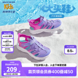 Skechers斯凯奇儿童包头凉鞋男童鞋夏季轻质防滑女大童大头沙滩鞋302969L 女童/薰衣草色/桃红色/LVHP 32