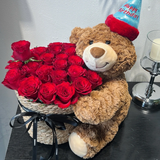 三彩熊永生花小熊玩偶花束元旦跨新年女生生日礼物女孩送女朋友毕业结婚