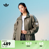 adidas情侣款复古风梭织立领夹克外套男女阿迪达斯官方三叶草 岩层橄榄绿 XXS