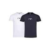 安普里奥·阿玛尼（Emporio Armani）夏季EA男士圆领短袖休闲潮流打底衫T恤2件装111267 CC715 黑白 XL