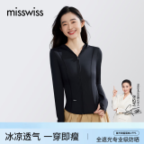 MissWiss防晒衣修身显瘦5S防晒服女防紫外线外套短款透气速干 漫暮黑 S