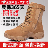 际华三五一三新式棕色作战靴作战鞋超轻防滑侧拉链训练靴沙漠高帮户外登山鞋男 棕色战靴【标准】 41 【255】两双鞋垫