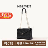 NINE WEST玖熙包包女包奢侈品牌2025新款设计师款斜挎包女生高级感单肩包 黑色【长26宽8高16】cm 情人节520生日礼物送女友老婆