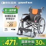 鱼跃(yuwell)轮椅H062C铝合金免充气减震轻便手动可折叠老人轮椅车