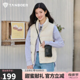 坦博尔羽绒服马甲女立领宽松外搭短款羽绒背心外套TD236006 小香白 175