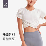 Keep女子瑜伽交叉款短袖T恤健身运动训练背心11401 月光白 L