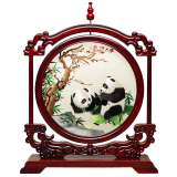 苏绣双面绣摆件纯手工非遗中国风特色礼品送老外高档开业纪念礼物 国宝熊猫【资深工艺】 高档礼盒【38*33*6cm】