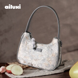 爱路喜（AILUXI）原创设计国潮新中式风月牙包单肩斜跨女包520送女友礼物春夏出游 星月灰