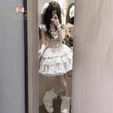 蜜乐奇甜辣妹吊带连衣裙女夏季初恋设计感小飞袖公主蛋糕裙收腰蓬蓬裙子 奶乖蓬蓬裙# 白色 S 【建议80-90斤】
