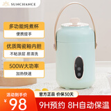 SUNCHANCE英国煮粥神器 电炖杯 煮粥锅 煮粥杯 电炖锅迷你一人 旅行便携式电煮锅煲汤锅婴儿辅食锅1-2人 【新品】多功能煮粥锅-兰迪绿升级款 0.9L