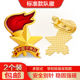 星人说 新标准款队徽少先队强磁吸别针款徽章 磁铁扣队章中国小学生用标准型立体火炬款加厚胸章 别针款-2枚
