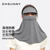 OhSunny全脸防晒面罩夏季冰丝全防护透气遮阳 SLF3M085 素影灰 M 
