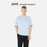 AMIPARIS男女同款同色爱心刺绣宽松短袖T恤 450天空蓝 UTS002.726 M