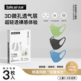 吉研3D立体高颜值海绵口罩明星同款防尘防花粉舒适透气独立包装可水洗 儿童款蓝绿黑【3枚】