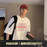 NEW OR MODE印花短袖T恤男夏季ins潮牌宽松圆领t恤休闲情侣体恤学生潮五分袖 白色 M