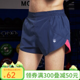 力为（Leevy）运动短裤男跑步 田径健身三分运动短裤男夏 速干 518深蓝色/有口袋/有内衬 M