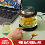 恒福 玻璃茶壶旋转式茶水分离泡茶壶茶具高档加厚耐高温懒人飘逸杯 得意壶二代+保温杯垫