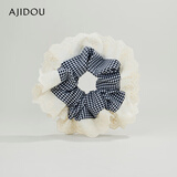 AJIDOU阿吉豆大肠发圈优雅温婉花边发绳休闲百搭弹性发圈发带发饰 黑白色+白色 1个