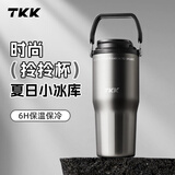 TKK车载保温杯男士外出便携茶水分离不锈钢水杯陶瓷内胆冰霸杯保冷杯