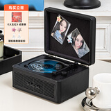 问加WHATPLUS  C300一体式CD机发烧友专辑播放器 复古CD播放机 唱片机造型 蓝牙音响 蓝牙cd机 生日礼物 C300武士黑2代+正版CD