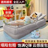 渐笠人类狗窝懒人沙发床双人可睡觉可躺卧阳台客厅折叠榻榻米沙发座椅 【揉糯科技绒】抹灰色 推荐加大碳钢结构177cm五档调节