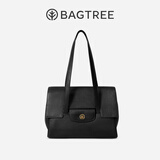 BAGTREE明星同款包包树海豚包轻奢品牌植鞣皮托特包大容量通勤女士电脑包 大号-黑色 能装14寸MacBook 高级小众