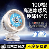 舒奥尼【100档无极调节空气循环扇】桌面小风扇家用可壁挂学生宿舍台面办公室超强冷风 涡轮换气电风扇 【杏白色】3D冰感循环风智能数显-充插两用款