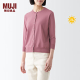 无印良品（MUJI）女式 防紫外线性能 强捻圆领开衫夏防晒衣防晒外套防晒服纯棉全棉 烟熏粉色 3S S