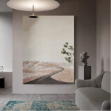 香奈京手绘油画意式极简客厅装饰画沙发背景墙肌理画竖版落地挂画 50x70_金色/铝合金 手绘油画
