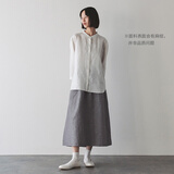 无印良品（MUJI）女式 汉麻棉轻便长裙 长半身裙女裙子 25年夏季女装 BE1VBC5S 灰色条纹 M （160/66A）