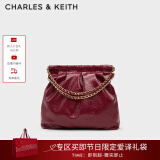 CHARLES&KEITH子母链条大容量流浪包托特包单肩斜挎包女包生日礼CK2-40671449 Burgundy葡萄酒红色 L