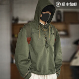 马登工装 美式复古甲板服恶劣天气短款轻户外夹克外套男宽松连帽卫衣 军绿色 2XL