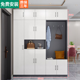 诺曼图鞋柜门口玄关柜简约大容量衣帽挂衣柜一体鞋柜阳台柜入户门厅柜 五门灰白门+双门衣柜+顶柜